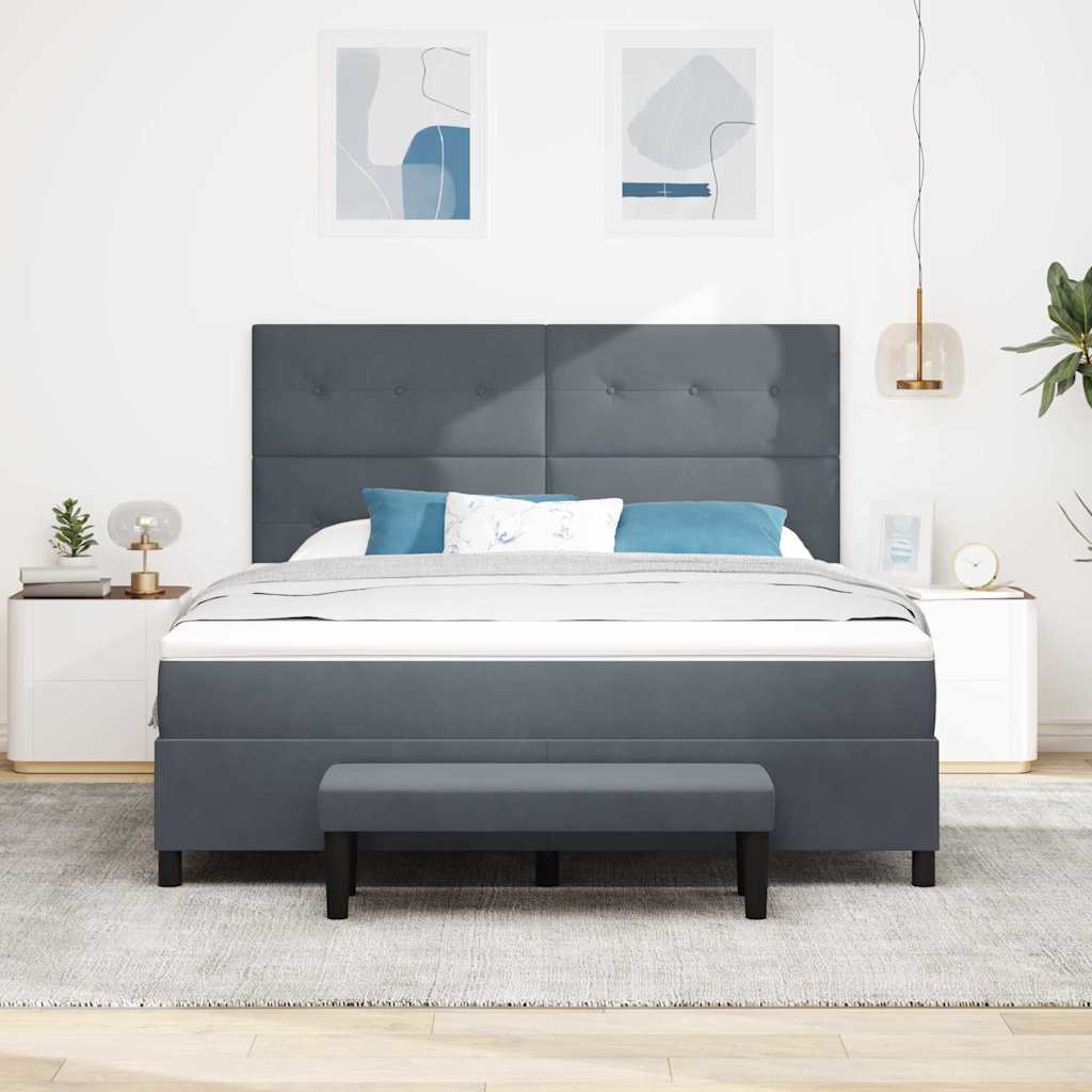 Κρεβάτι με ελατήρια Σκούρο Γκρι 200 x 180 cm Βελούδο - Pakobazaar
