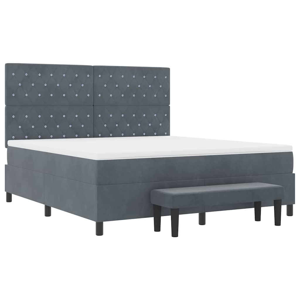 Κρεβάτι με ελατήρια Σκούρο Γκρι 200 x 180 cm Βελούδο - Pakobazaar