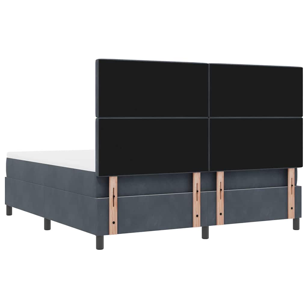 Κρεβάτι με ελατήρια Σκούρο Γκρι 200 x 180 cm Βελούδο - Pakobazaar
