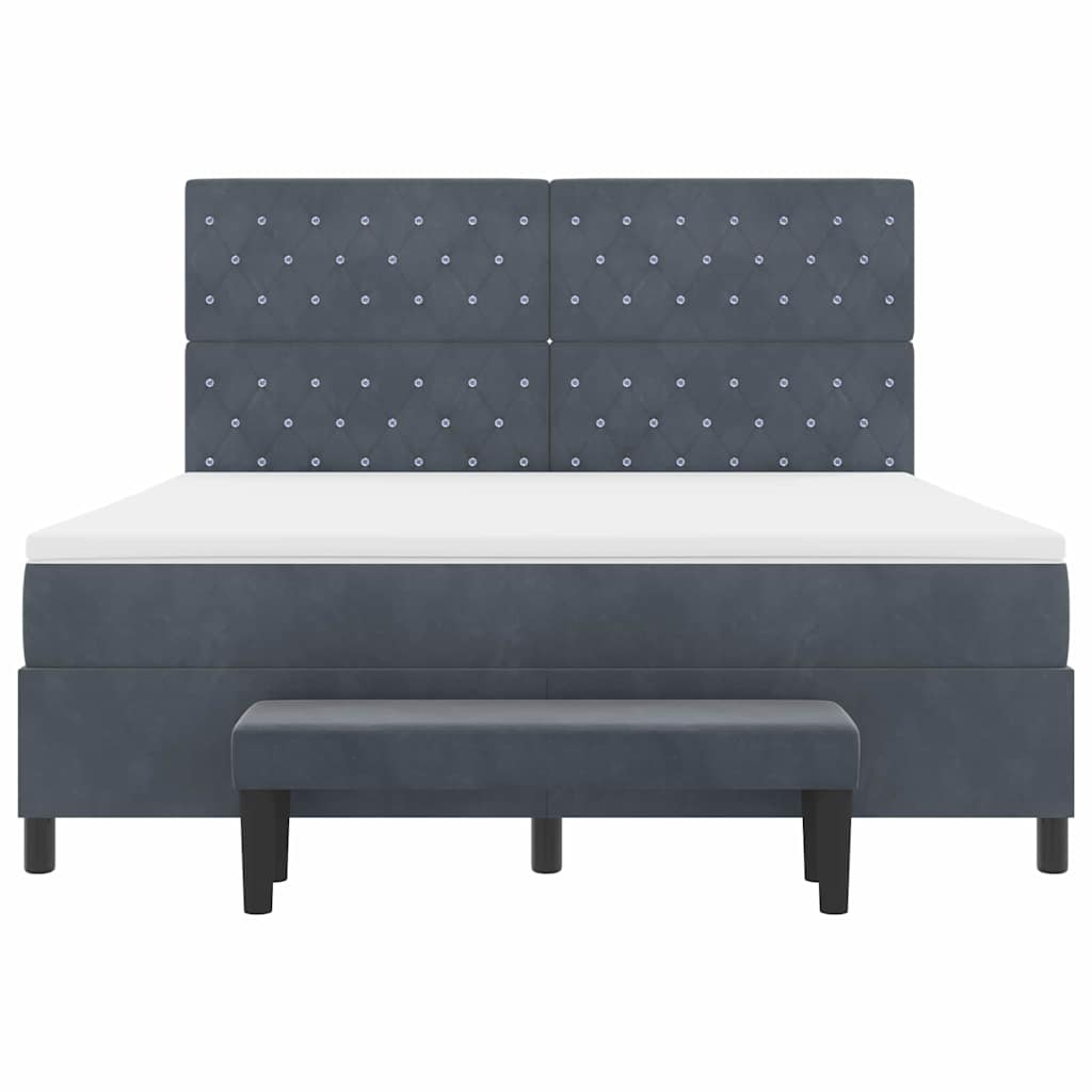 Κρεβάτι με ελατήρια Σκούρο Γκρι 200 x 180 cm Βελούδο - Pakobazaar