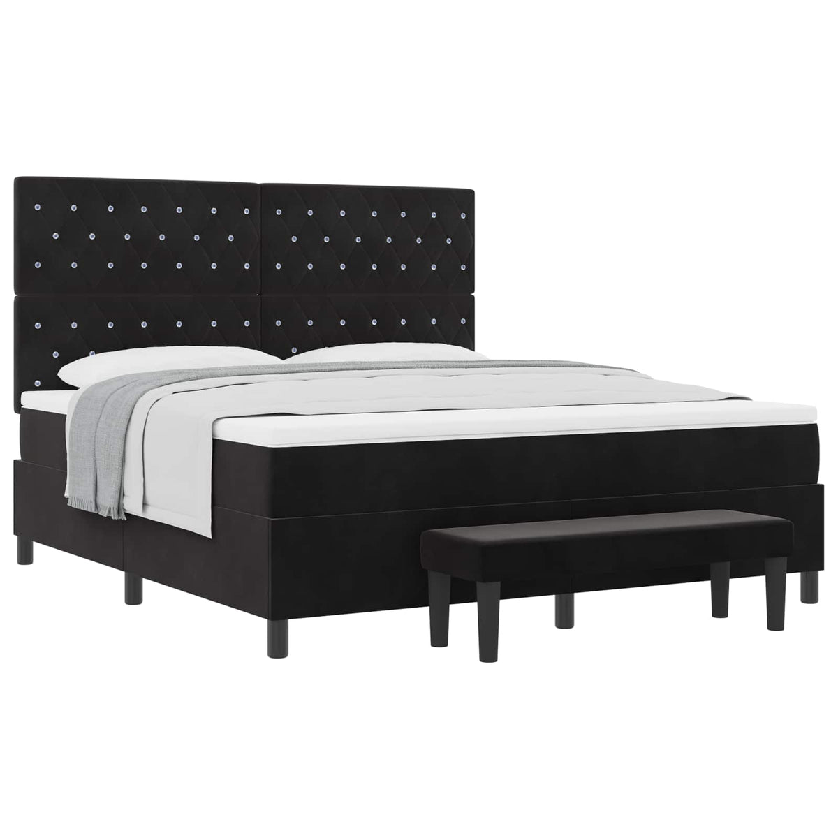Κρεβάτι με ελατήρια με κεφαλάρι Μαύρο 200 x 180 cm Βελούδο - Pakobazaar