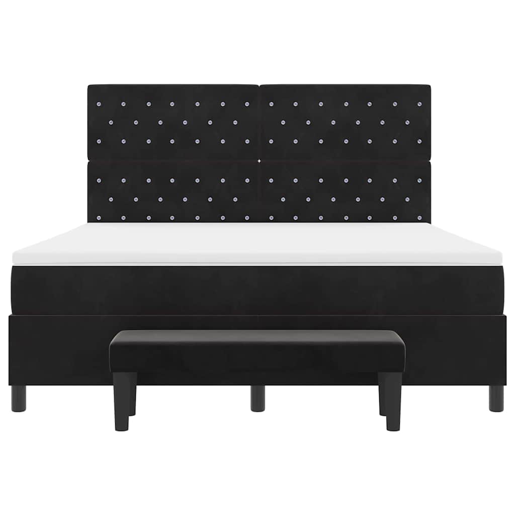 Κρεβάτι με ελατήρια με κεφαλάρι Μαύρο 200 x 180 cm Βελούδο - Pakobazaar