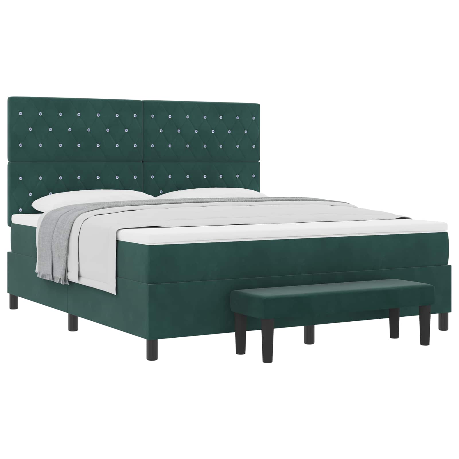 Κρεβάτι με ελατήρια Σκούρο πράσινο 200 x 180 cm Βελούδο - Pakobazaar