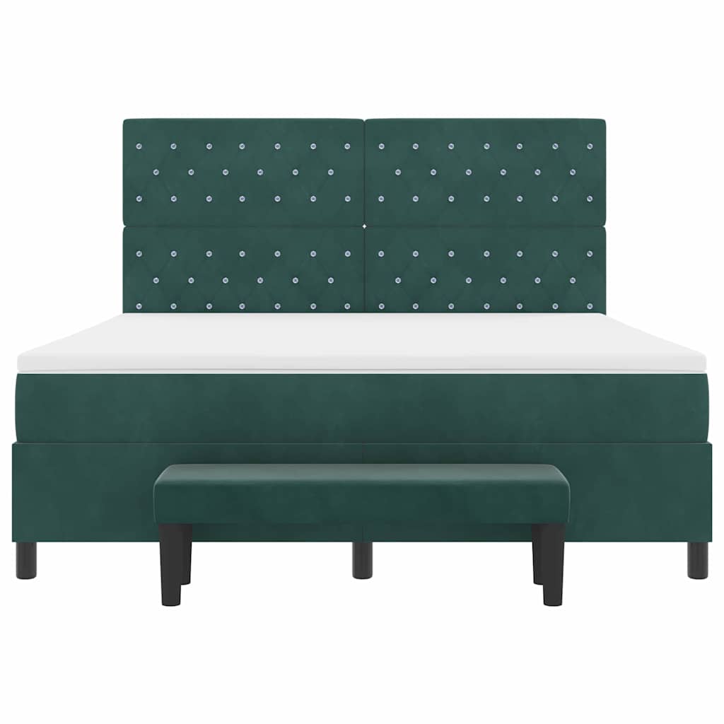 Κρεβάτι με ελατήρια Σκούρο πράσινο 200 x 180 cm Βελούδο - Pakobazaar