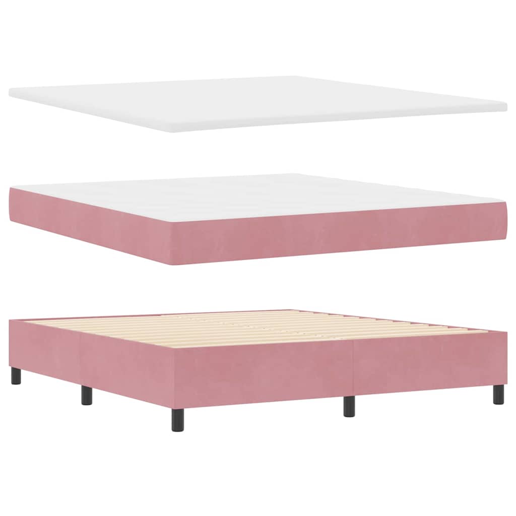 Κρεβάτι με ελατήρια με κεφαλάρι Ροζ 200 x 180 cm Βελούδο - Pakobazaar