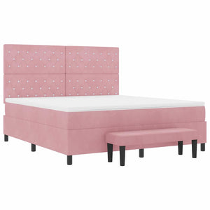 Κρεβάτι με ελατήρια με κεφαλάρι Ροζ 200 x 180 cm Βελούδο - Pakobazaar