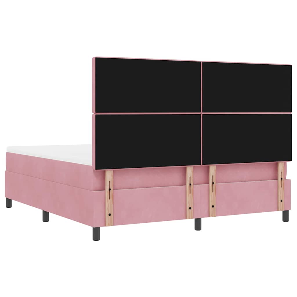 Κρεβάτι με ελατήρια με κεφαλάρι Ροζ 200 x 180 cm Βελούδο - Pakobazaar