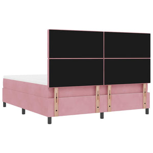 Κρεβάτι με ελατήρια με κεφαλάρι Ροζ 200 x 180 cm Βελούδο - Pakobazaar