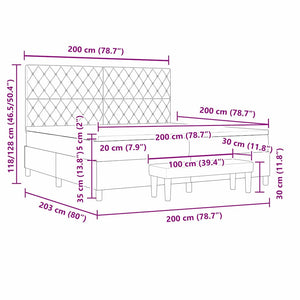Κρεβάτι με ελατήρια με στρώμα Σκούρο γκρι 200 x 200 cm Βελούδο - Pakobazaar