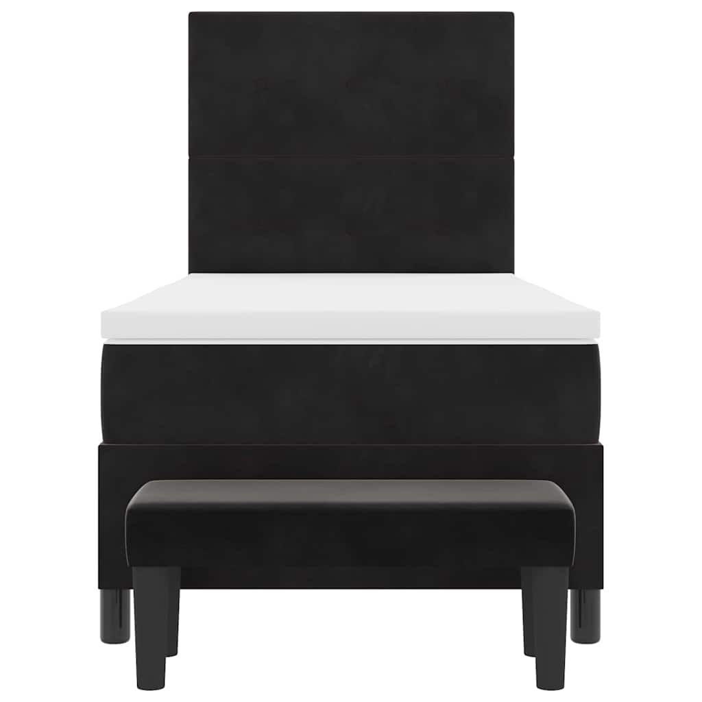 Κρεβάτι με ελατήρια με στρώμα Μαύρο 80 x 200 cm Βελούδο - Pakobazaar