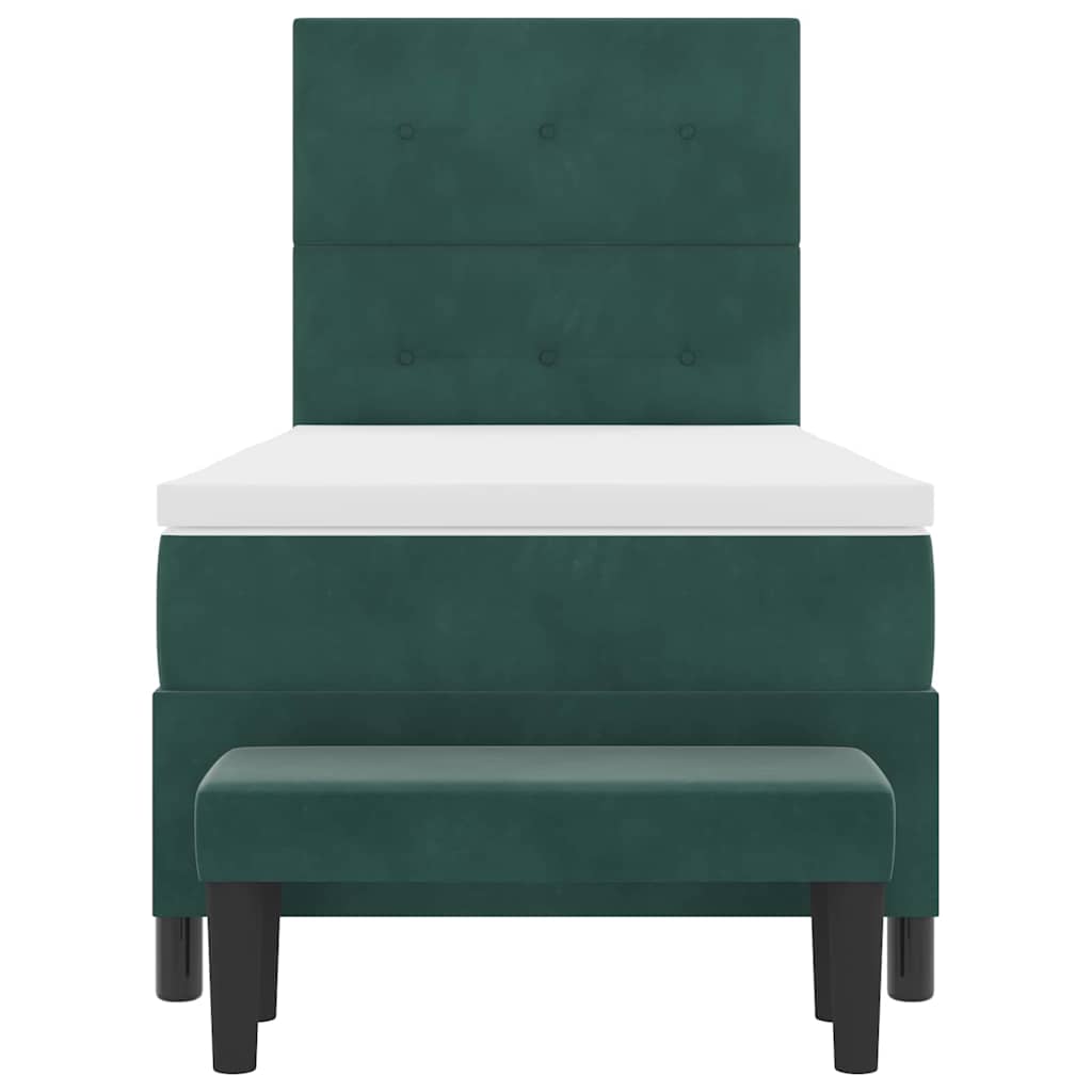 Κρεβάτι με ελατήρια Σκούρο πράσινο 190 x 90 cm Βελούδο