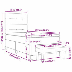 Κρεβάτι με ελατήρια με στρώμα Ροζ 90 x 200 cm Βελούδο - Pakobazaar