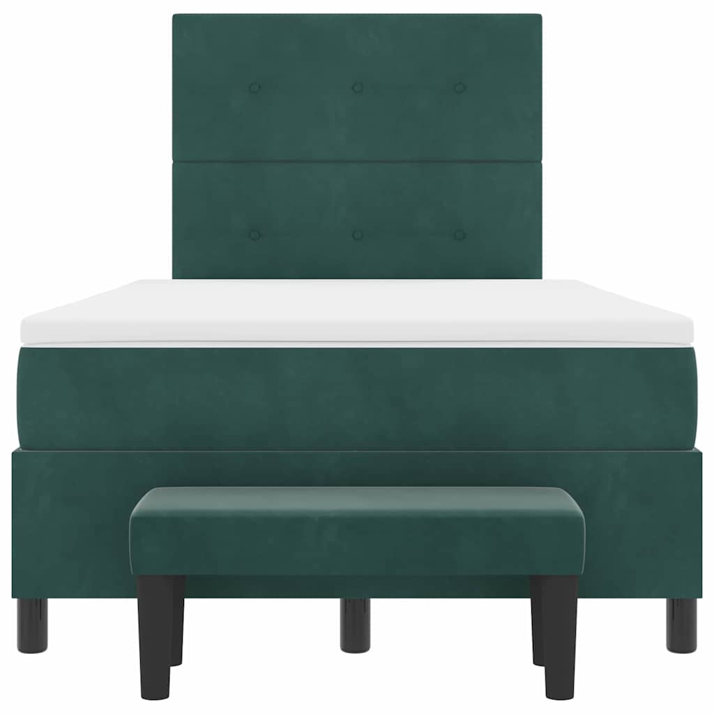 Κρεβάτι με ελατήρια Σκούρο πράσινο 120 x 190 cm Βελούδο - Pakobazaar
