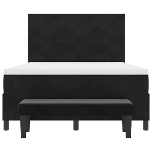 Κρεβάτι με ελατήρια με στρώμα Μαύρο 140 x 190 cm Βελούδο - Pakobazaar