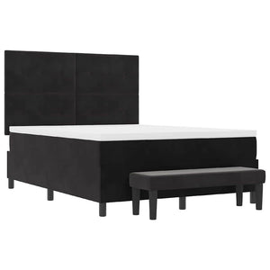 Κρεβάτι με ελατήρια με στρώμα Μαύρο 140 x 200 cm Βελούδο - Pakobazaar