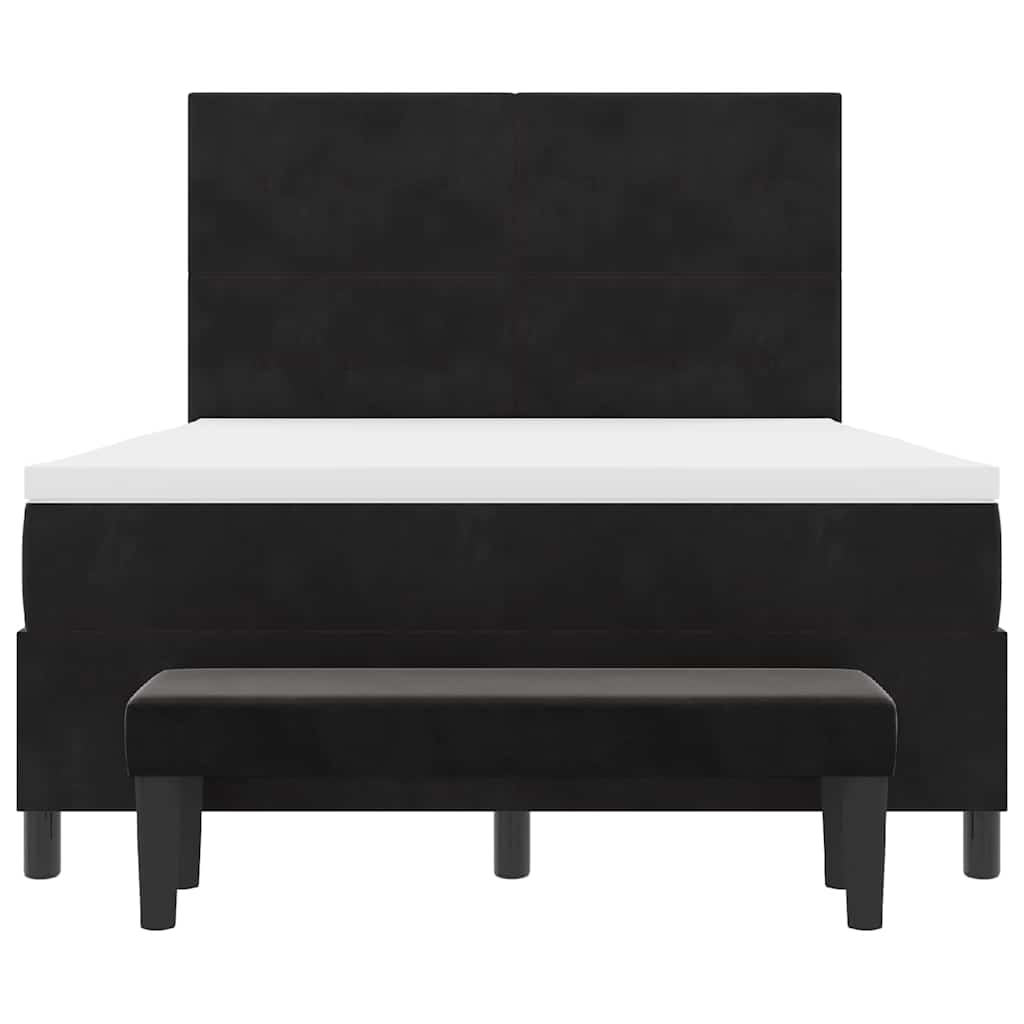 Κρεβάτι με ελατήρια με στρώμα Μαύρο 140 x 200 cm Βελούδο - Pakobazaar
