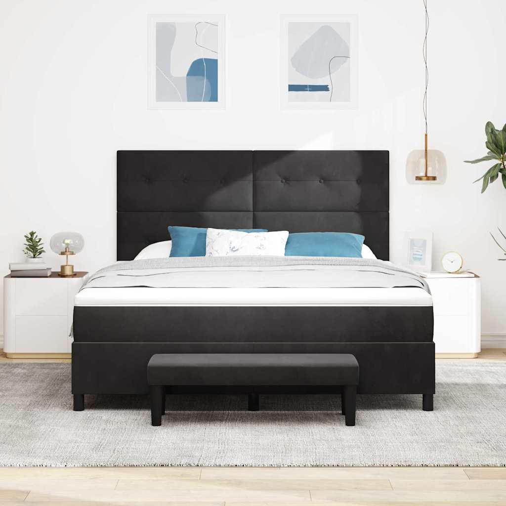 Κρεβάτι με ελατήρια με κεφαλάρι Μαύρο 200 x 180 cm Βελούδο - Pakobazaar