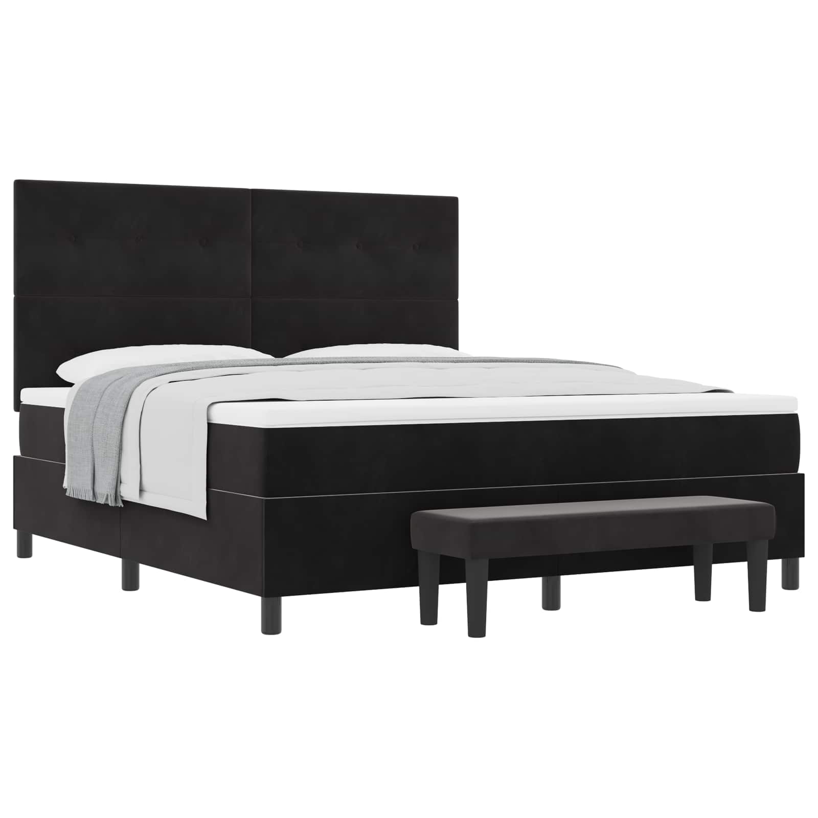 Κρεβάτι με ελατήρια με κεφαλάρι Μαύρο 200 x 180 cm Βελούδο - Pakobazaar