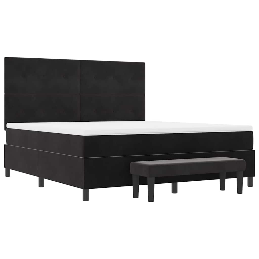 Κρεβάτι με ελατήρια με κεφαλάρι Μαύρο 200 x 180 cm Βελούδο - Pakobazaar