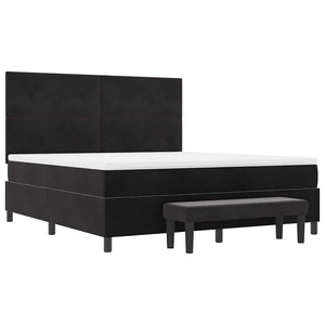 Κρεβάτι με ελατήρια με κεφαλάρι Μαύρο 200 x 180 cm Βελούδο - Pakobazaar