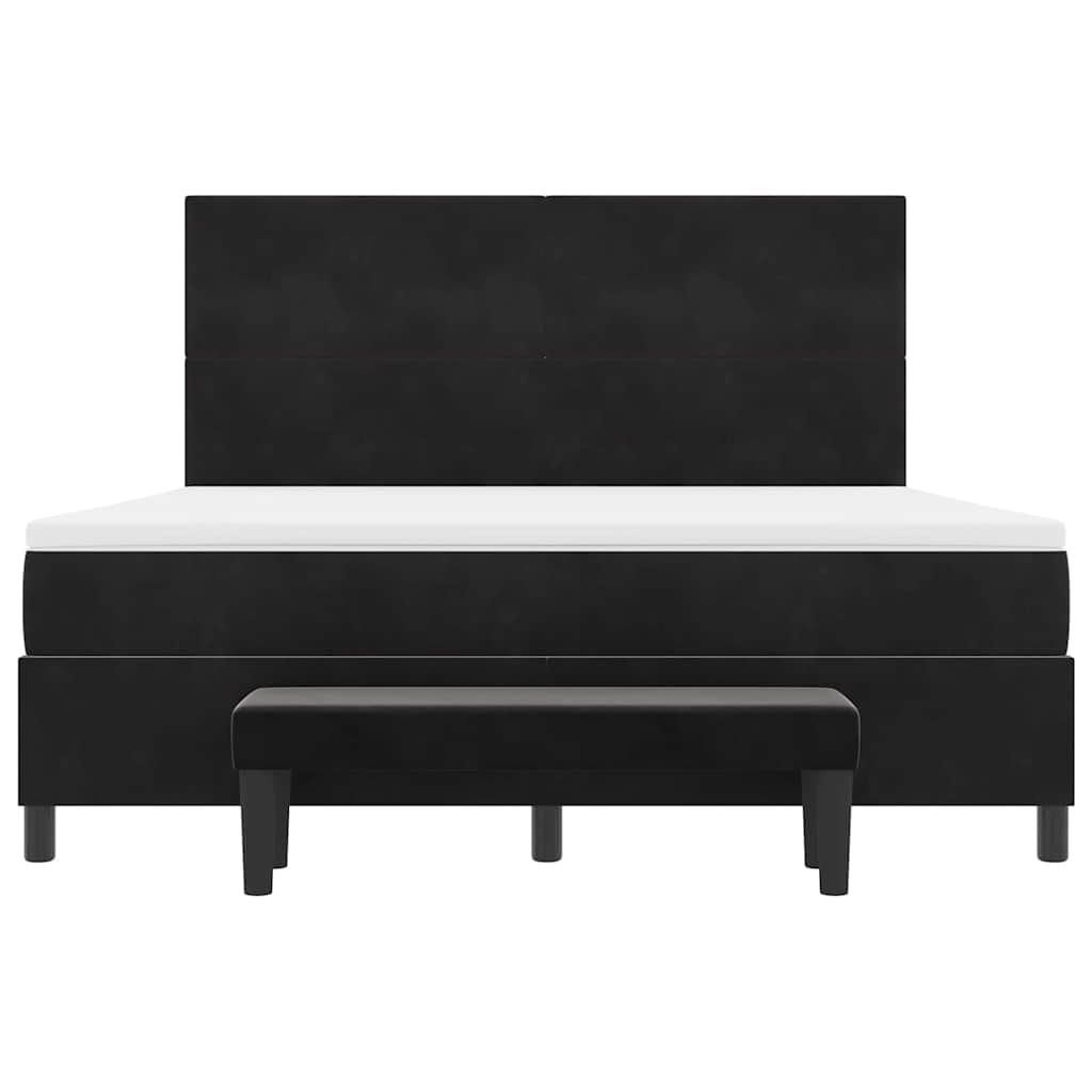 Κρεβάτι με ελατήρια με κεφαλάρι Μαύρο 200 x 180 cm Βελούδο - Pakobazaar