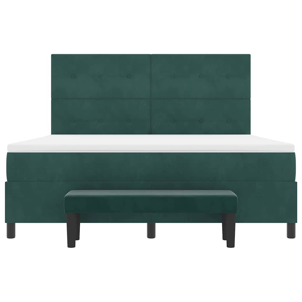 Κρεβάτι με ελατήρια Σκούρο πράσινο 200 x 180 cm Βελούδο - Pakobazaar