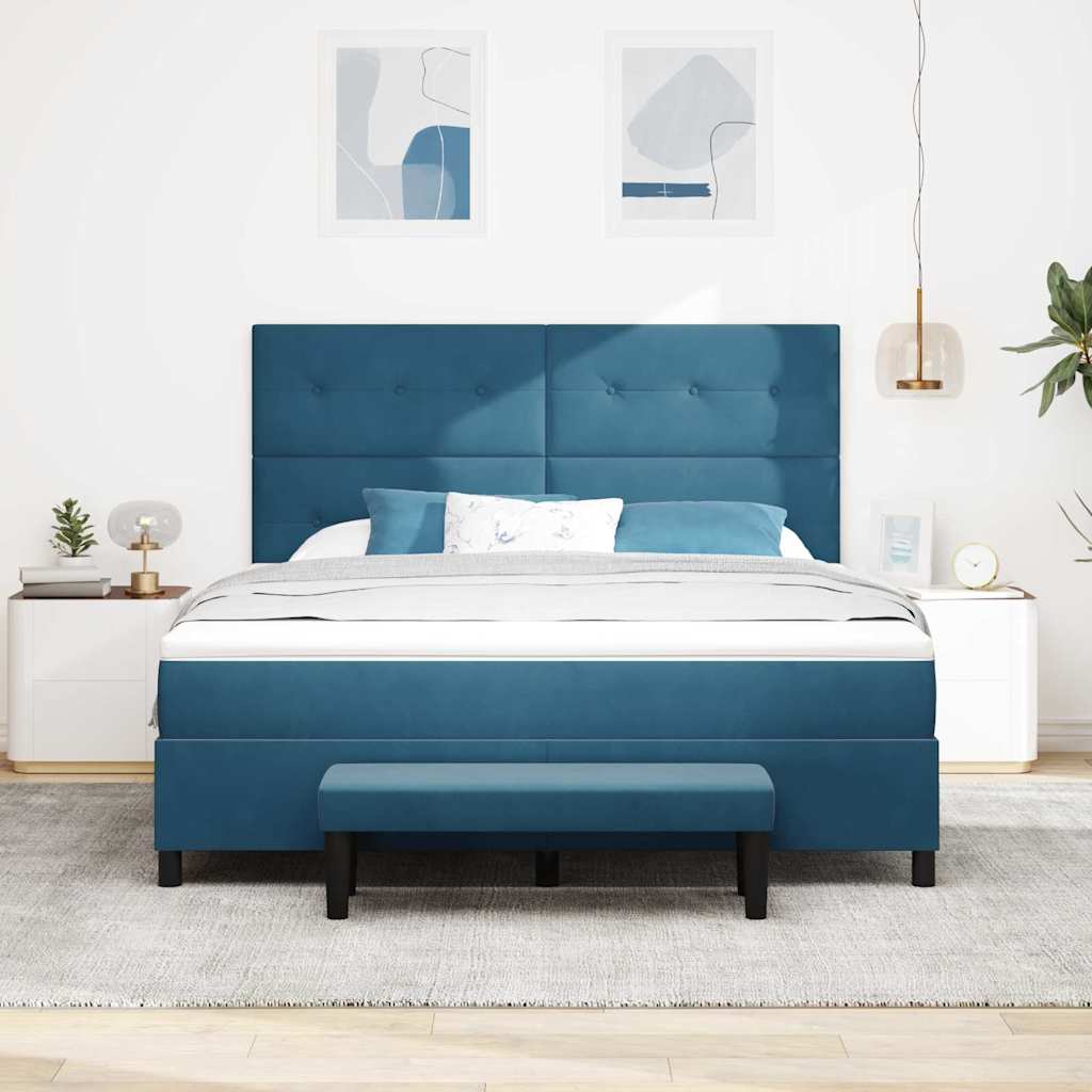 Κρεβάτι με ελατήρια Σκούρο Μπλε 200 x 180 cm Βελούδο - Pakobazaar