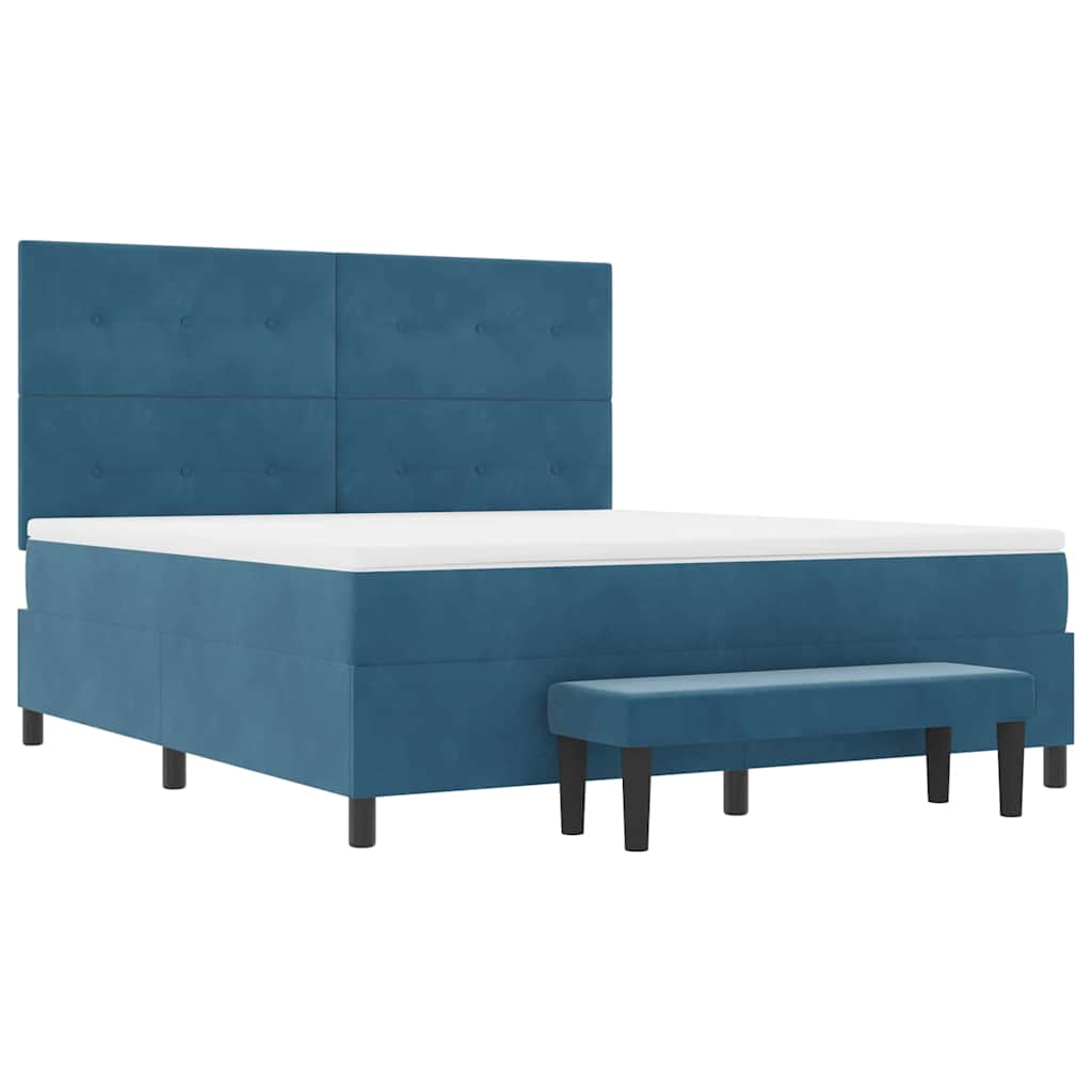 Κρεβάτι με ελατήρια Σκούρο Μπλε 200 x 180 cm Βελούδο - Pakobazaar