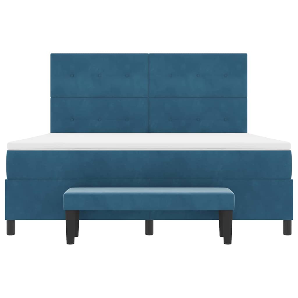 Κρεβάτι με ελατήρια Σκούρο Μπλε 200 x 180 cm Βελούδο - Pakobazaar