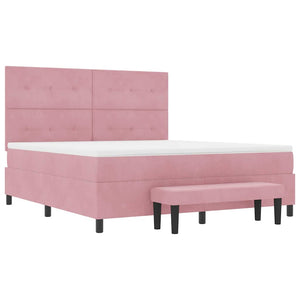 Κρεβάτι με ελατήρια με κεφαλάρι Ροζ 200 x 180 cm Βελούδο - Pakobazaar
