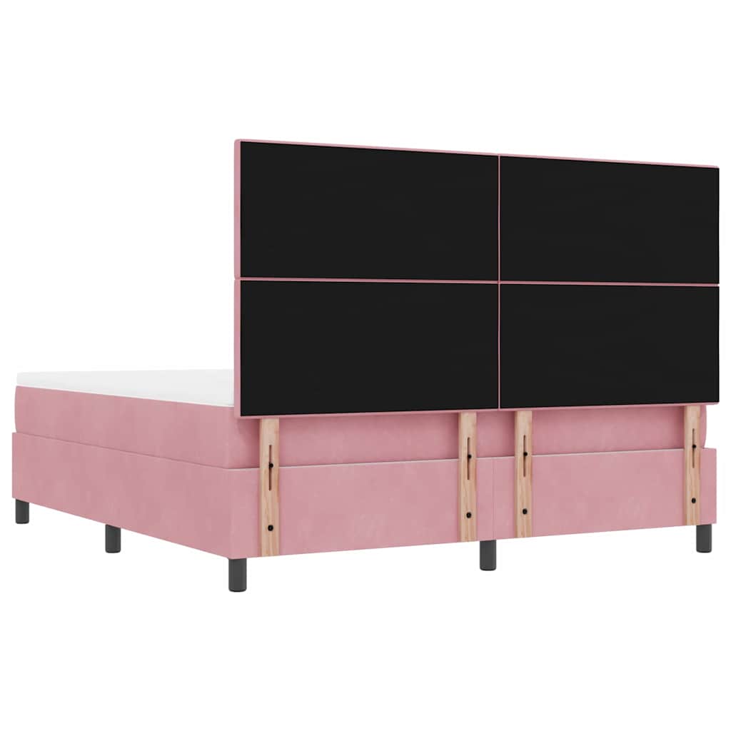 Κρεβάτι με ελατήρια με κεφαλάρι Ροζ 200 x 180 cm Βελούδο - Pakobazaar