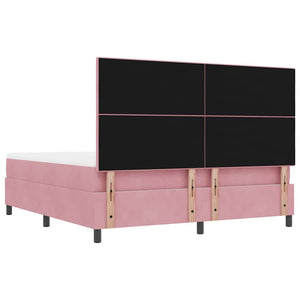 Κρεβάτι με ελατήρια με κεφαλάρι Ροζ 200 x 180 cm Βελούδο - Pakobazaar