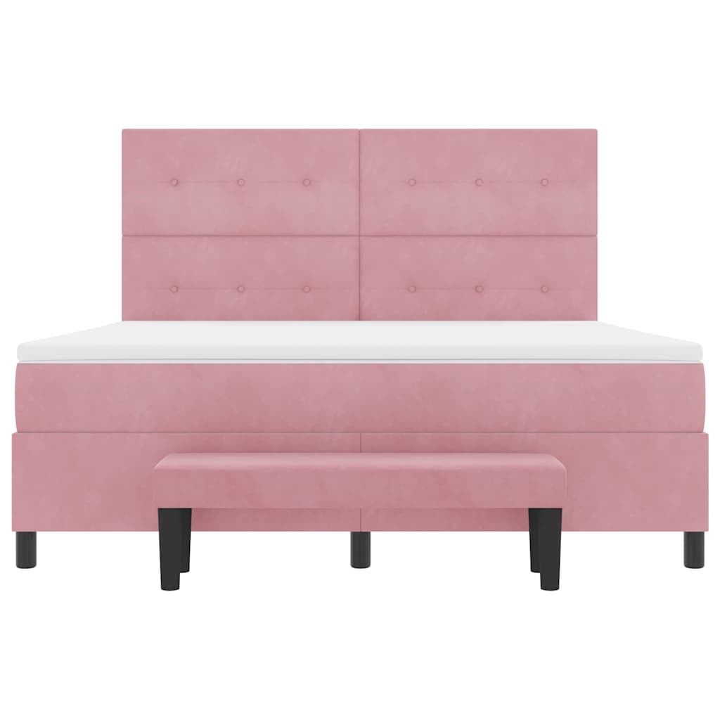 Κρεβάτι με ελατήρια με κεφαλάρι Ροζ 200 x 180 cm Βελούδο - Pakobazaar