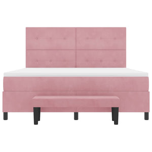 Κρεβάτι με ελατήρια με κεφαλάρι Ροζ 200 x 180 cm Βελούδο - Pakobazaar