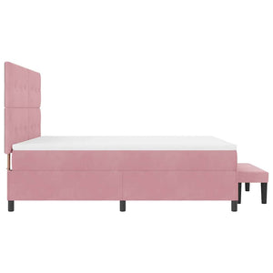 Κρεβάτι με ελατήρια με κεφαλάρι Ροζ 200 x 180 cm Βελούδο - Pakobazaar