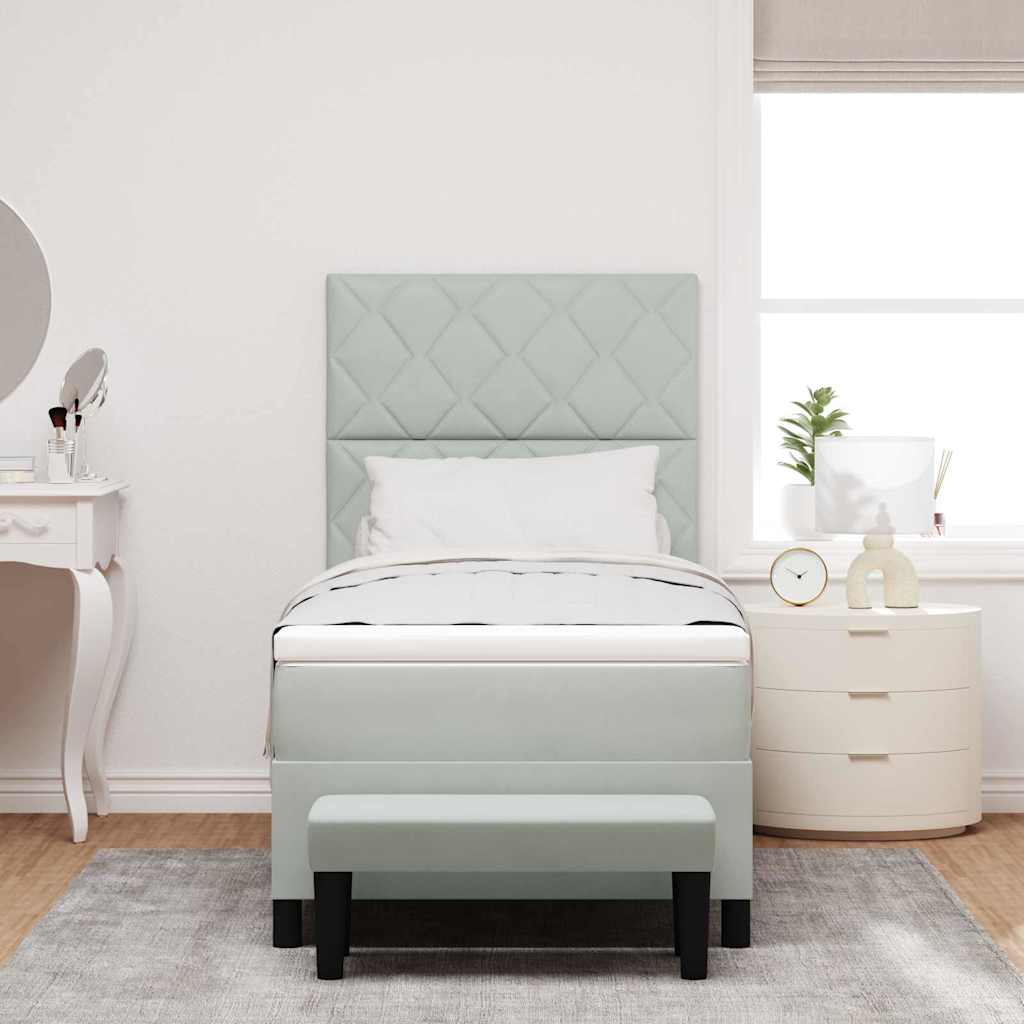 Κρεβάτι με ελατήρια με στρώμα Ανοιχτό γκρι 90 x 190 cm Βελούδο - Pakobazaar