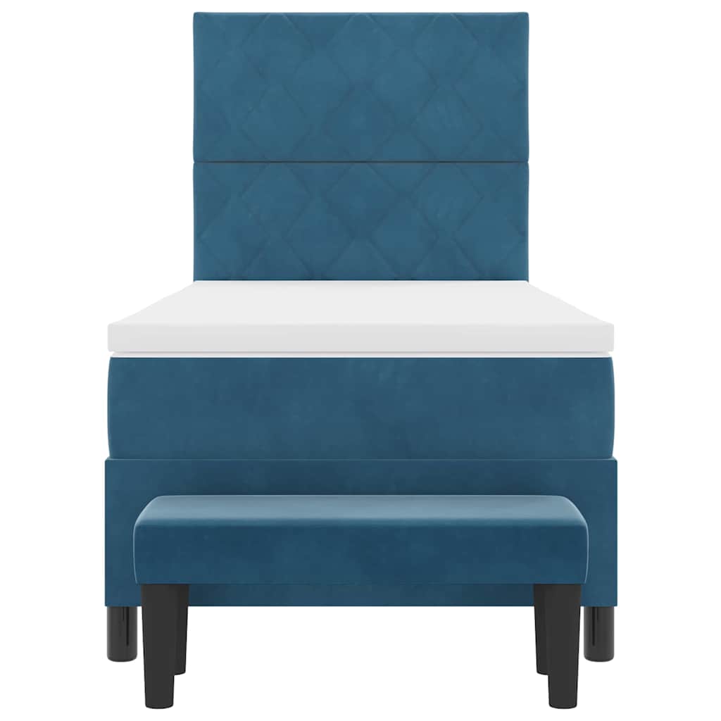 Κρεβάτι με ελατήρια με στρώμα Σκούρο Μπλε 100 x 200 cm Βελούδο - Pakobazaar