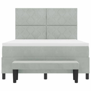 Κρεβάτι με ελατήρια Ανοιχτό γκρι 200 x 140 cm Βελούδο
