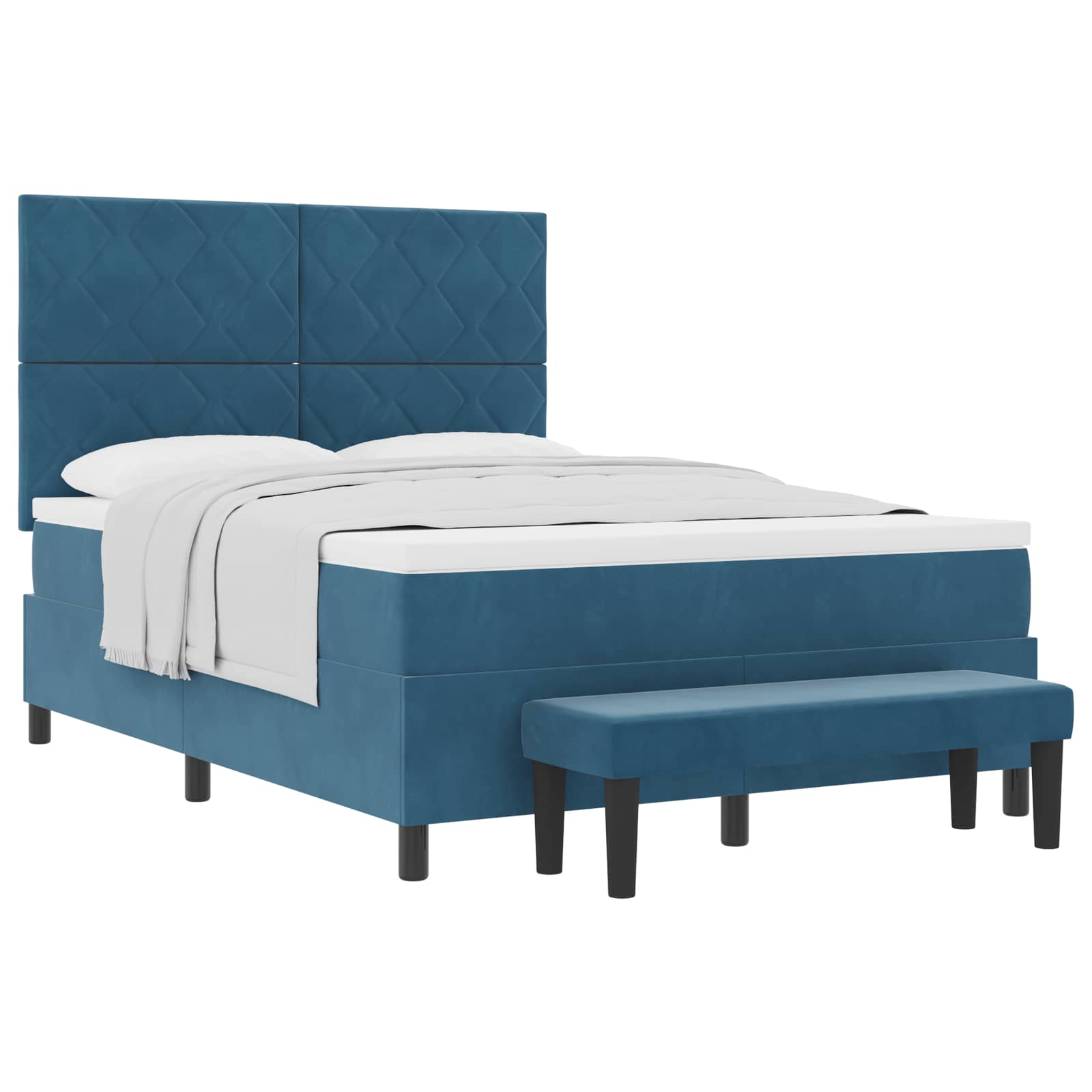 Κρεβάτι με ελατήρια Σκούρο Μπλε 200 x 140 cm Βελούδο