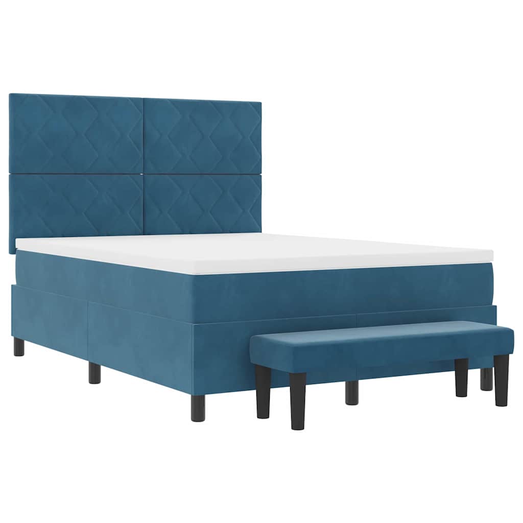 Κρεβάτι με ελατήρια Σκούρο Μπλε 200 x 140 cm Βελούδο