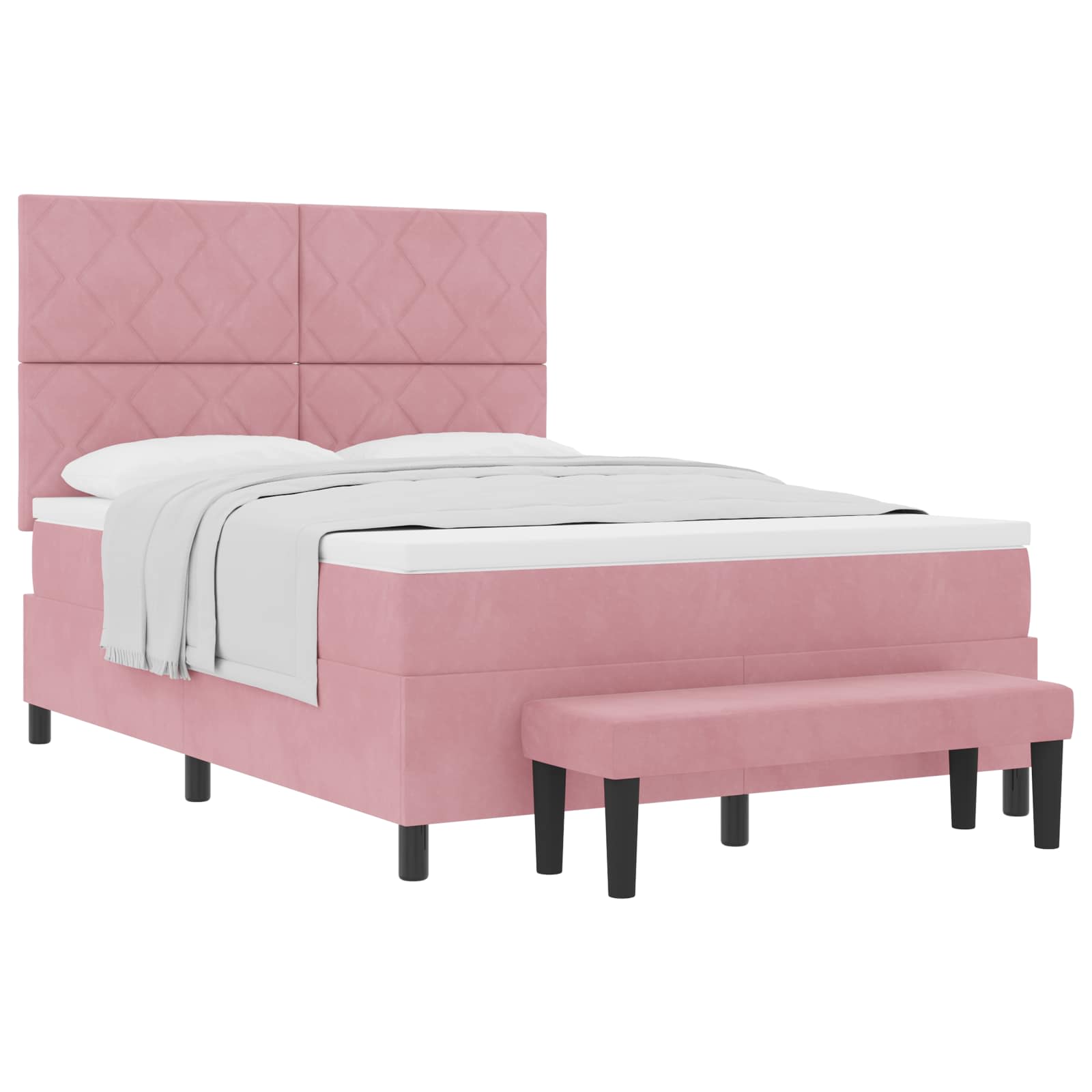 Κρεβάτι με ελατήρια με μαξιλάρι Ροζ 200 x 140 cm Βελούδο - Pakobazaar