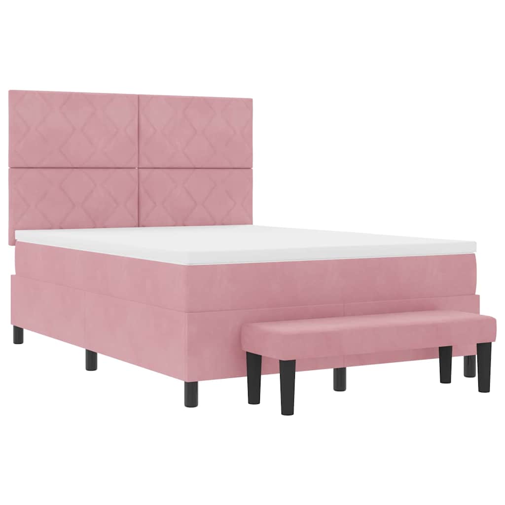 Κρεβάτι με ελατήρια με μαξιλάρι Ροζ 200 x 140 cm Βελούδο - Pakobazaar