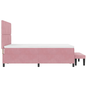 Κρεβάτι με ελατήρια με μαξιλάρι Ροζ 200 x 140 cm Βελούδο - Pakobazaar