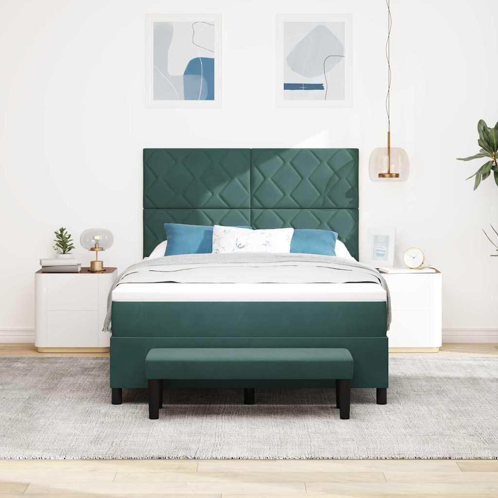 Κρεβάτι με ελατήρια Σκούρο πράσινο 160 x 200 cm Βελούδο - Pakobazaar