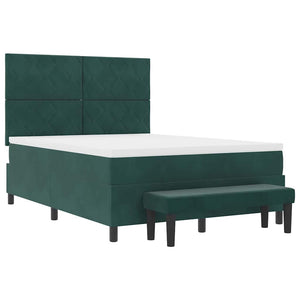 Κρεβάτι με ελατήρια Σκούρο πράσινο 200 x 160 εκατοστά Βελούδο - Pakobazaar