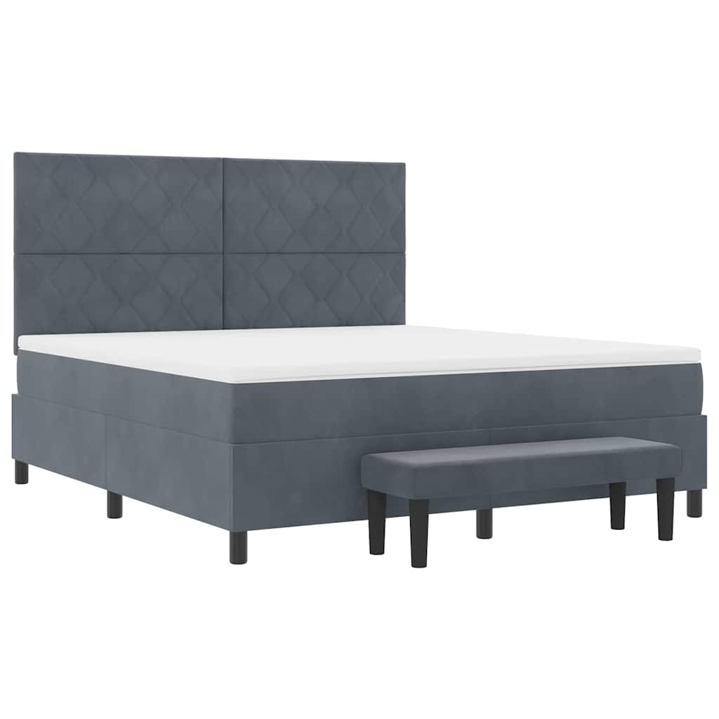 Κρεβάτι με ελατήρια Σκούρο γκρι 200 x 180 cm Βελούδο - Pakobazaar
