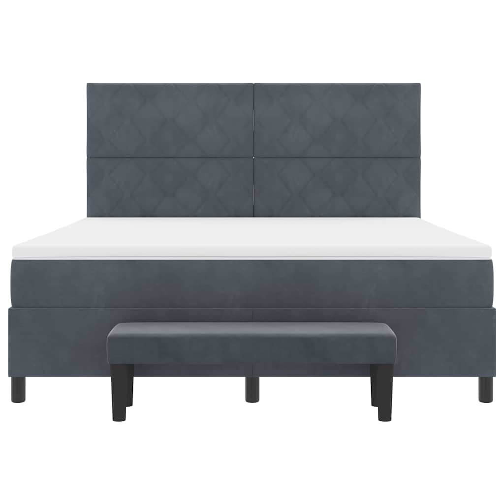 Κρεβάτι με ελατήρια Σκούρο γκρι 200 x 180 cm Βελούδο - Pakobazaar