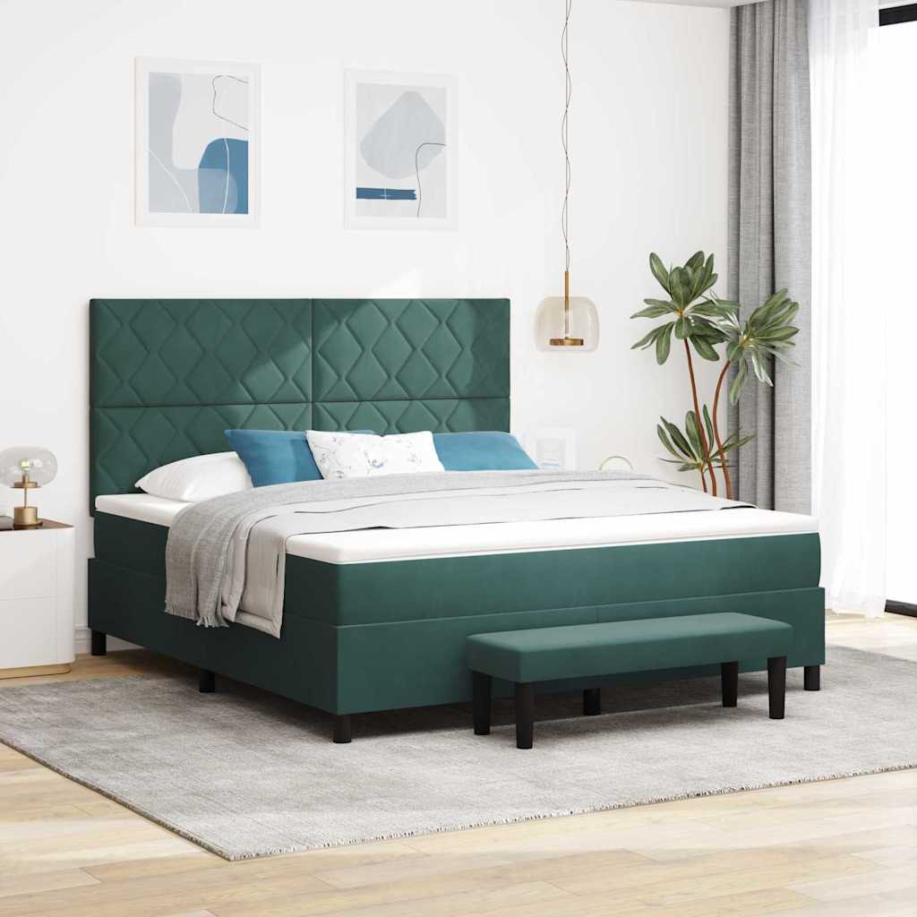 Κρεβάτι με ελατήρια Σκούρο πράσινο 200 x 180 cm Βελούδο