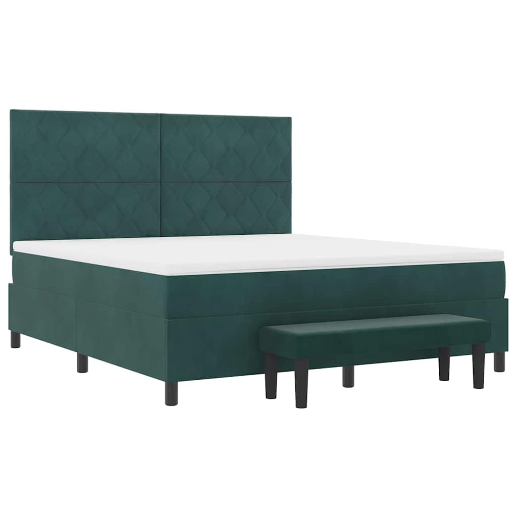 Κρεβάτι με ελατήρια Σκούρο πράσινο 200 x 180 cm Βελούδο