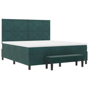 Κρεβάτι με ελατήρια Σκούρο πράσινο 200 x 180 cm Βελούδο